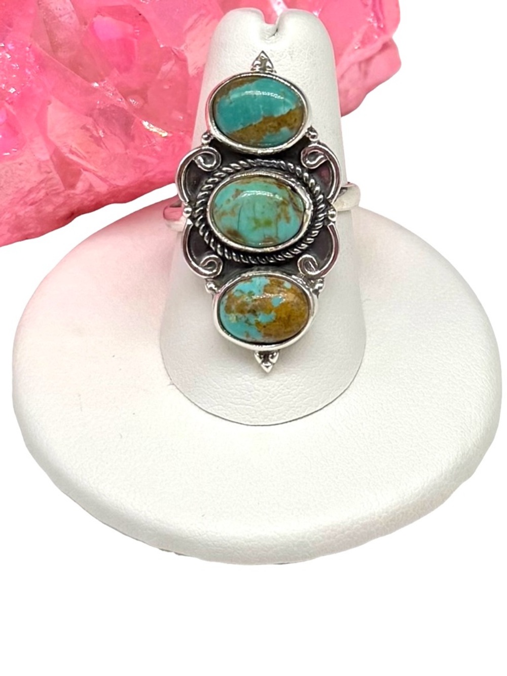 Arizona Mohave Turquoise Ring 925 Sterling Silver Adjustable Size 6.5 - 9.5